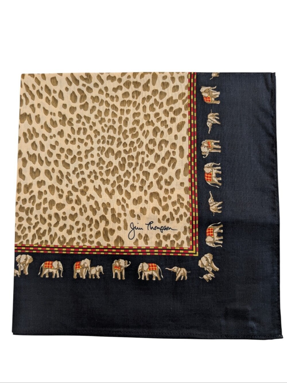 Jim Thompson Elephant Square Scarf Cotton Animal Print